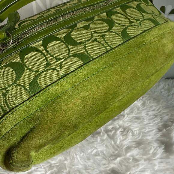Vintage Coach y2k 9363 Signature East West Duffel Hobo Bag Green Shoulder Bag - Picture 9 of 13
